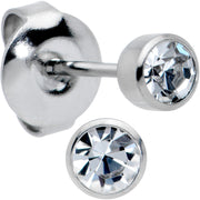 4mm Cubic Zirconia Bezel G23 Titanium Post Stud Earrings