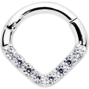 16G 1/4 14k White Gold Clear CZ Gem Chevron Hinged Segment Ring