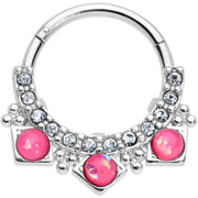 16G 3/8 Pink Faux Opal Squares Hinged Segment Ring