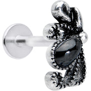 16G 5/16 Black Gem Abstract Bow Labret Monroe Tragus