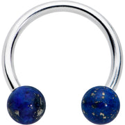 16G 3/8 Blue Stone Ball End Internally Threaded Horseshoe