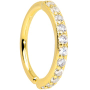 16G 3/8 Clear CZ Gem Gold Tone Forward Facing Closure Ring