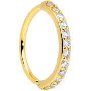 18G 3/8 Clear CZ Gem Gold Tone Forward Facing Closure Ring