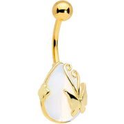 Clear Gem Gold Tone Drop Wrap Butterfly Belly Ring