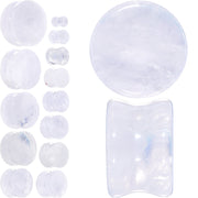 White Cloudy Quartz Double Flare Plug Set