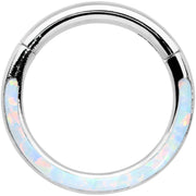 16G 5/16 White Synthetic Opal Bottom Curve Hinged Segment Ring