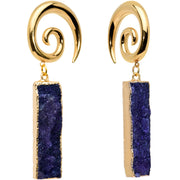 2G Blue Druzy Stone Rectangle Spiral Taper Ear Weights
