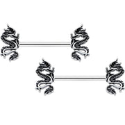 14G 9/16 Regal Medieval Dragon Barbell Nipple Ring Set