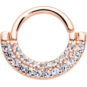 16G 5/16 Clear CZ Gem Rose Gold Tone Double Drama Closure Ring