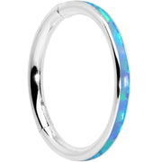 16G 3/8 Blue Synthetic Opal Sleek Forward Facing Segment Ring