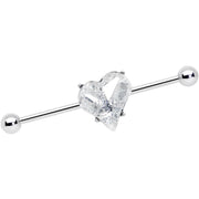 14G Clear Gem Heart Love Valentines Day Industrial Barbell 38mm