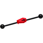 14G Black Red Coffin Halloween Industrial Barbell 38mm