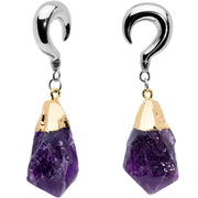 2G Purple Stone Point Curved Taper Ear Weights