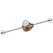 14G Pumpkin Spice Cappuccino Coffee Industrial Barbell 38mm