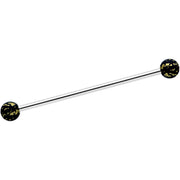 14G Matte Black Splatter Pattern Ends Industrial Barbell 38mm