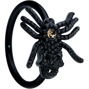 20G 5/16 Yellow Gem Black Nubbly Spider Halloween Nose Hoop