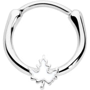16G 3/8 Autumn White Maple Leaf Cartilage Clicker Ring