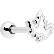 16G 1/4 Autumn White Maple Leaf Cartilage Tragus Earring