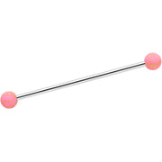 14G Matte Pink Splatter Pattern Ends Industrial Barbell 38mm