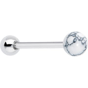 White Howlite Stone Top End Barbell Tongue Ring