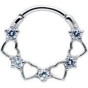 16G 3/8 Clear CZ Gem Open Heart Valentines Cartilage Clicker