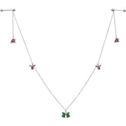 14G 9/16 White Orb Santa Hat Christmas Barbell Nipple Chain Set