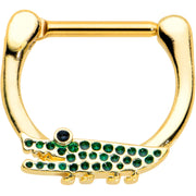 16G 5/16 Gold Tone Green Hungry Alligator Cartilage Clicker