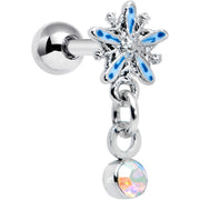 16G 1/4 Aurora Gem Snowflake Blues Christmas Cartilage Tragus