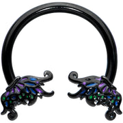 16G 3/8 Black Fantasy Faerie Wings Horseshoe Circular Barbell