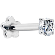 16G 5/16 Clear CZ G23 Titanium Threadless Flower Labret Tragus