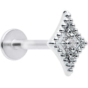 16G 5/16 Clear Gem Deco Textured Rhombus Labret Monroe Tragus