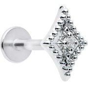 16G 1/4 Clear Gem Deco Textured Rhombus Labret Monroe Tragus