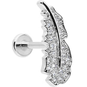 16G 5/16 Clear CZ Gem Feather Internally Threaded Labret Tragus