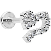 16G 5/16 Clear CZ Gem Half Heart Internal Thread Labret Tragus