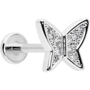 16G 5/16 Clear CZ Gem Butterfly Internally Threaded Labret Tragus