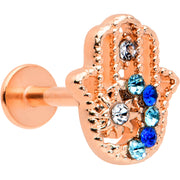 16G 5/16 Blue Gem Rose Gold Hue Texture Hamsa Labret Monroe Tragus