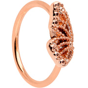 20G 5/16 Rose Gold Tone Textured Butterfly Wing Nose Hoop