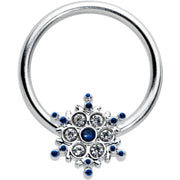 16G 3/8 Clear Blue Gem Festive Snowflake BCR Captive Ring