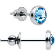 4mm Blue Crystal Implant Grade Titanium Stud Earrings