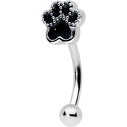 16G 5/16 Textured Black Paw Print Curved Eyebrow Ring