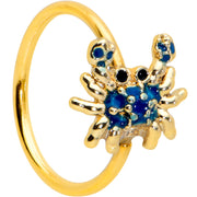 20G 5/16 Black Gem Gold Tone Blue Crab Nautical Nose Hoop