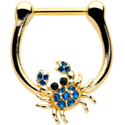 16G 5/16 Blue Black Gem Gold Tone Blue Crab Cartilage Clicker