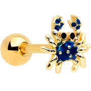 16G 1/4 Gold Tone Blue Crab Nautical Cartilage Tragus Earring