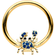 16G 3/8 Gold Tone Blue Crab Nautical BCR Captive Ring