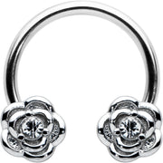 16G 3/8 Textured Blooming Flowers Horseshoe Circular Barbell