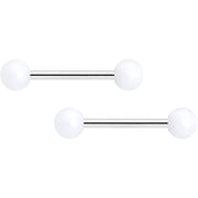 14G 9/16 Matte White Aurora Barbell Nipple Ring Set