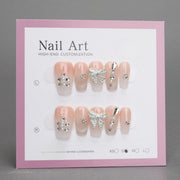 Short Butterfly Rhinestone Nails