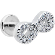16G 5/16 Clear CZ Gem Internal Thread Infinity Sign Labret Tragus