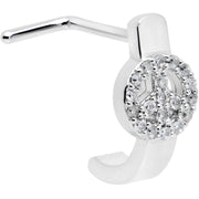 20G 1/4 Clear Gem Retro Peace Sign Faux Hoop L Shape Nose Ring