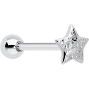 316L Surgical Steel Texture Star Barbell Tongue Ring